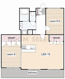 ダイアパレスステーションプラザ金山 2LDKの間取図画像