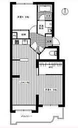 米本ハイツ 2LDKの間取図画像