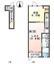 GNO.1四方良 1LDKの間取図画像