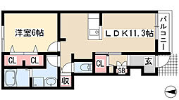ベストハピネス 1LDKの間取図画像
