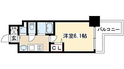 プレサンス錦プレミアム 1Kの間取図画像