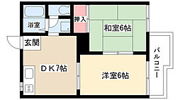 フォーブル香久山 2DKの間取図画像
