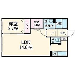 フラシア一社 1LDKの間取図画像