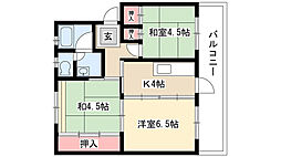 東島マンション 3Kの間取図画像