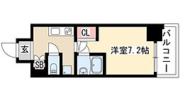 大須レジデンス 1Kの間取図画像