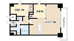 トレヴィ高岳 2LDKの間取図画像