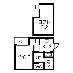 カーサさくら1 1Kの間取図画像
