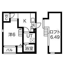 ハーモニーテラス8094 1Kの間取図画像