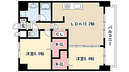 トレヴィ高岳 2LDKの間取図画像