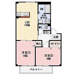 メガシャンベールアイコ 2LDKの間取図画像