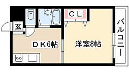 ヴィラローツェ 1DKの間取図画像