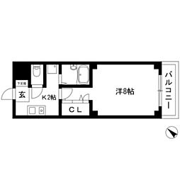 エクセレント栄光 1Kの間取図画像