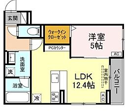 カリーノ姫宮 1LDKの間取図画像