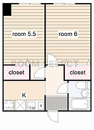 チサンマンション広小路 2Kの間取図画像