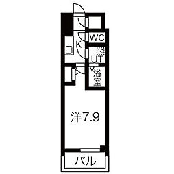 エスリード金山プルミエ 1Kの間取図画像