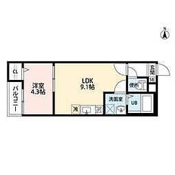 luce 1LDKの間取図画像