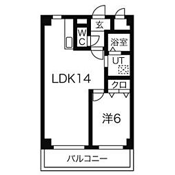 エステートほりかわ 1LDKの間取図画像