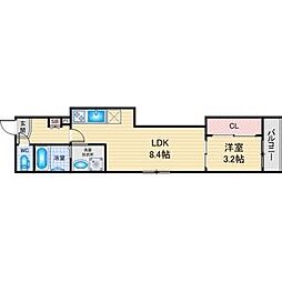 名古屋市天白区植田西2丁目アパート 1LDKの間取図画像