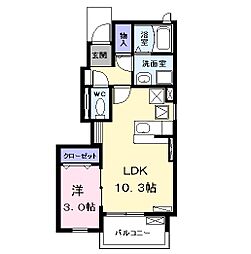 馬車道館 1LDKの間取図画像