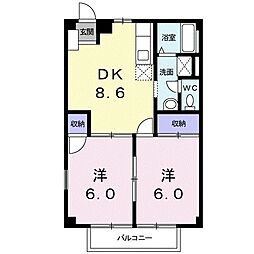 アーバン岩崎台 2DKの間取図画像