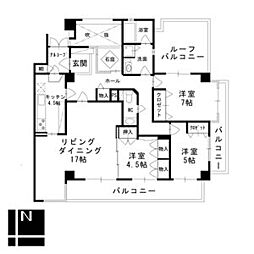 三旺マンション猫洞 3LDKの間取図画像