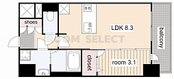 プレサンス栄フロント 1LDKの間取図画像