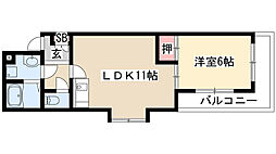サンメゾン平針 1LDKの間取図画像