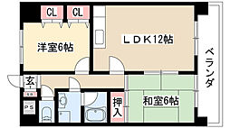 リーブル原2 2LDKの間取図画像