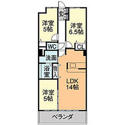 ベレーサ熱田 3LDKの間取図画像