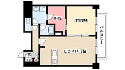 グラヴィス鶴舞 1LDKの間取図画像