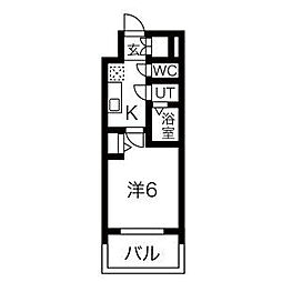 ディアレイシャス金山 1Kの間取図画像