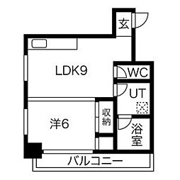 オーシャンハイツ栄 1LDKの間取図画像