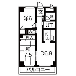 グレース堀田 2DKの間取図画像