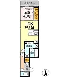 ルサンティエ本郷 1LDKの間取図画像