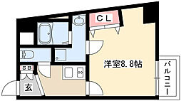 スカイコート葵 1Kの間取図画像
