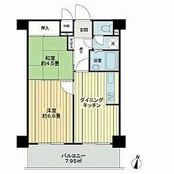 ライオンズマンション東片端 2DKの間取図画像