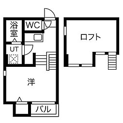 stage八熊 1Kの間取図画像