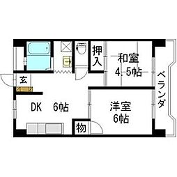 パールハイツ 2DKの間取図画像
