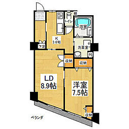 パラシオン覚王山 1LDKの間取図画像