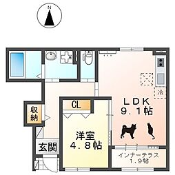 仮)西区栄生1丁目新築アパート 1LDKの間取図画像