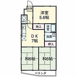 レジデンス井上 3DKの間取図画像