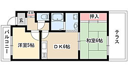 キャッスルミニ松園 2DKの間取図画像