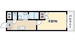 ベルコリーヌ瑞穂 1Kの間取図画像