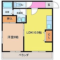 コーポゾンネ 1LDKの間取図画像