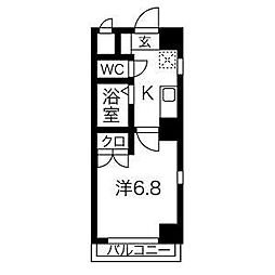 本山ブライトレジデンス 1Kの間取図画像
