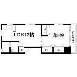 カモット.イーズ 1LDKの間取図画像