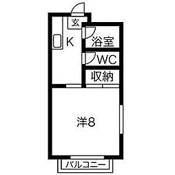 ラ.フォーレ駒方 ワンルームの間取図画像