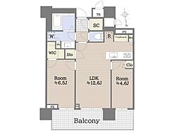 パークシティ中央湊ザタワー 2LDKの間取図画像