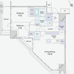プラウドタワー渋谷 2LDKの間取図画像