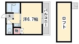 ハイツ新在家 ワンルームの間取図画像